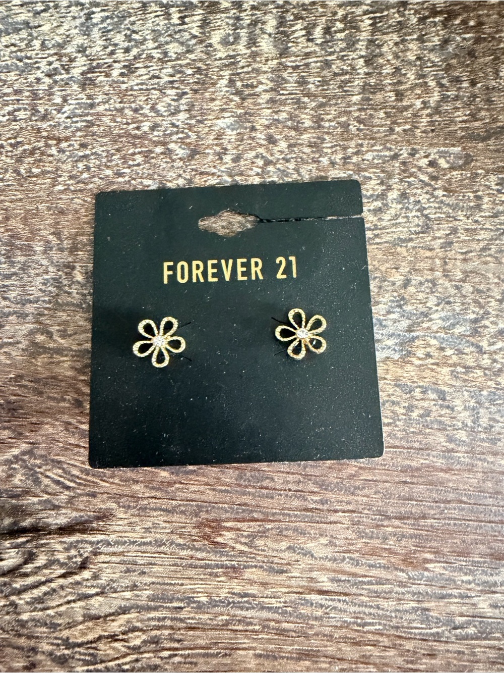 Forever 21 Small Gold Flower Loop Stud Earrings